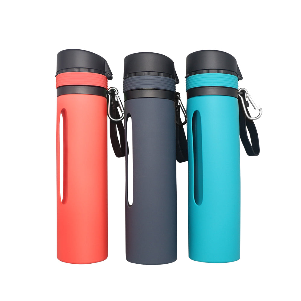 Eco-Friendly 580mL Silicone Sports Drink Collapsible Foldable Water Bottle